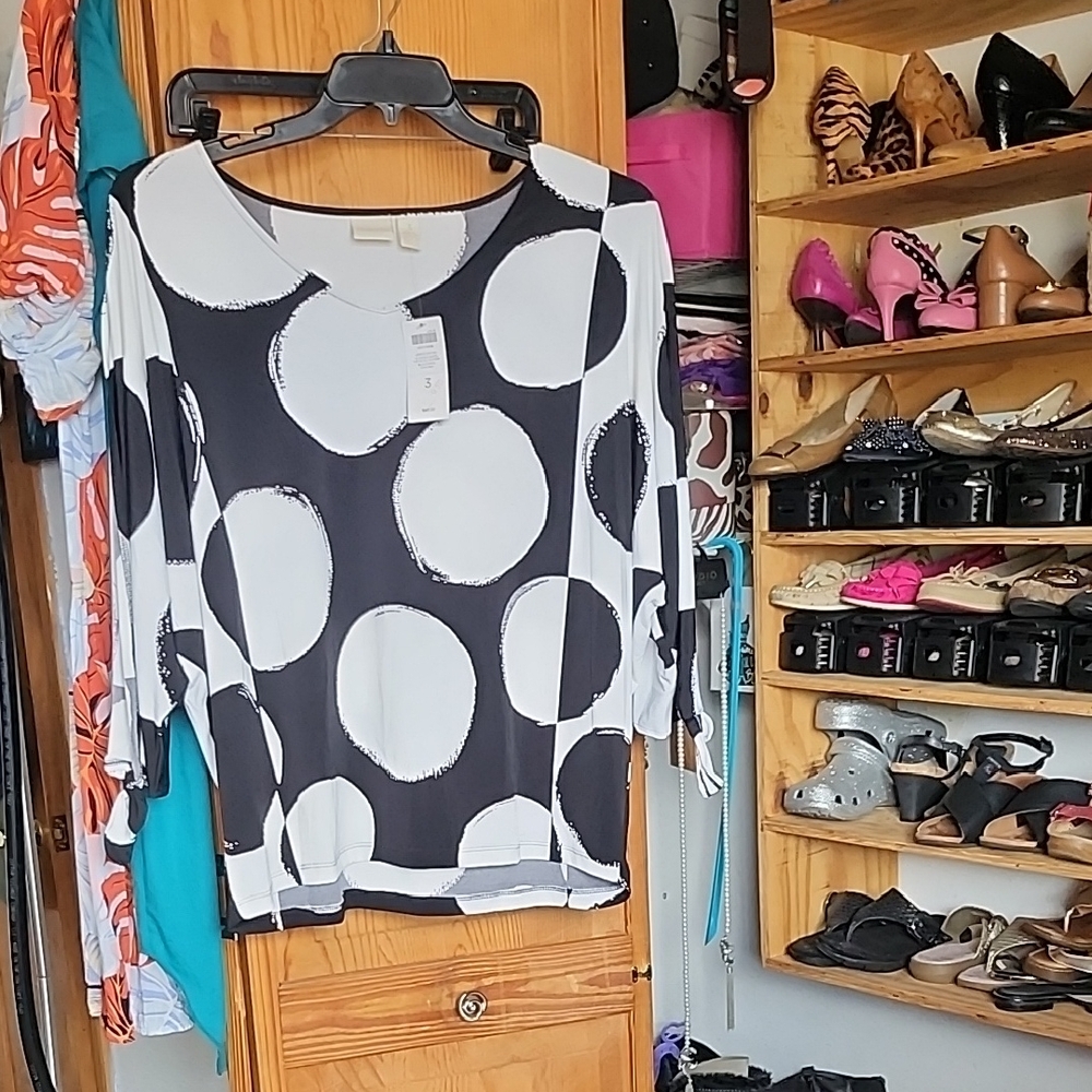 Black and White Polka Dot Women's Top